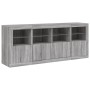 Credenza con Luci LED Grigio Sonoma 163x37x67 cm