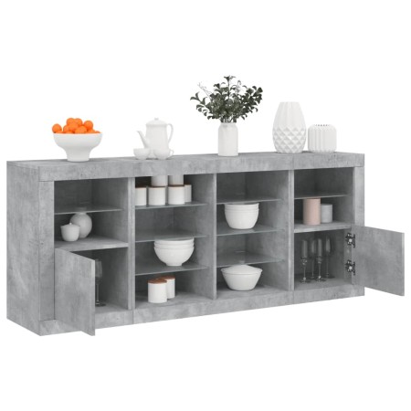 Credenza con Luci LED Grigio Cemento 163x37x67 cm