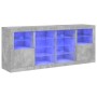 Credenza con Luci LED Grigio Cemento 163x37x67 cm