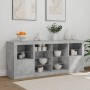 Credenza con Luci LED Grigio Cemento 163x37x67 cm