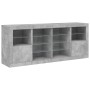 Credenza con Luci LED Grigio Cemento 163x37x67 cm