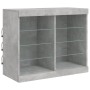 Credenza con Luci LED Grigio Cemento 163x37x67 cm