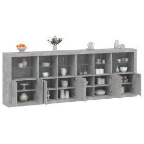 Credenza con Luci LED Grigio Cemento 283x37x100 cm