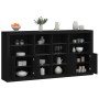 Credenza con Luci LED Nera 202x37x100 cm