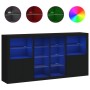 Credenza con Luci LED Nera 202x37x100 cm