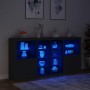 Credenza con Luci LED Nera 202x37x100 cm