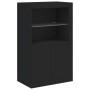 Credenza con Luci LED Nera 202x37x100 cm