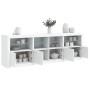 Credenza con Luci LED Bianca 202x37x67 cm