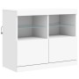 Credenza con Luci LED Bianca 202x37x67 cm