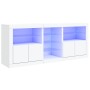 Credenza con Luci LED Bianca 181,5x37x67 cm