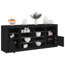 Credenza con Luci LED Nera 163x37x67 cm