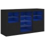 Credenza con Luci LED Nera 123x37x67 cm