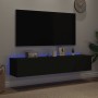 Mobili TV a Parete con Luci LED 2pz Neri 80x35x31 cm