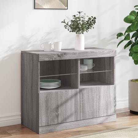 Credenza con Luci LED Grigio Sonoma 81x37x67 cm