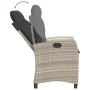 Set Pranzo da Giardino 9pz con Cuscini Grigio Chiaro Polyrattan