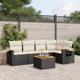 Set Divano da Giardino 6 pz con Cuscini Nero in Polyrattan