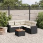 Set Divano da Giardino 6 pz con Cuscini Nero in Polyrattan