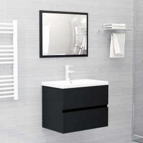 Set Mobili da Bagno Nero in Truciolato