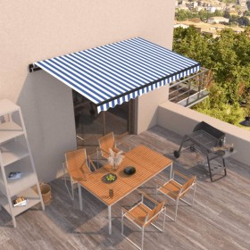 Tenda da Sole Retrattile Manuale 450x350 cm Blu e Bianca