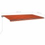 Tenda da Sole Retrattile Manuale LED 600x300 cm Arancio Marrone