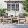 Set da Bistrot 3 pz Nero in Polyrattan e Legno Massello Acacia