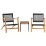 Set da Bistrot 3 pz Nero in Polyrattan e Legno Massello Acacia