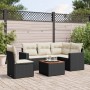 Set Divano da Giardino 6 pz con Cuscini Nero in Polyrattan