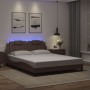 Giroletto con Luci LED Marrone 160x200 cm in Similpelle