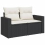 Set Divani da Giardino 10pz con Cuscini in Polyrattan Nero