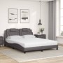 Letto con Materasso Grigio 160x200 cm in Similpelle