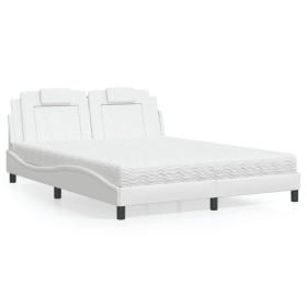 Letto con Materasso Bianco 160x200 cm in Similpelle