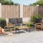 Set Divani da Giardino 4 pz con Cuscini Nero in Polyrattan