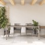 Tavolo da Giardino Piano in Vetro Grigio 190x90x75cm Polyrattan