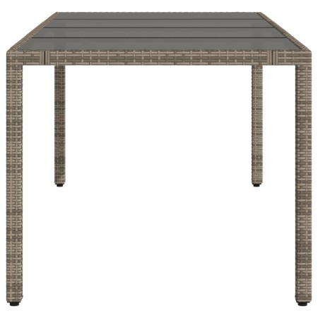 Tavolo da Giardino Piano in Vetro Grigio 190x90x75cm Polyrattan