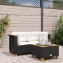 Divani Angolari da Giardino con Cuscini 2pz in Polyrattan Nero