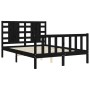 Giroletto con Testiera Nero 140x190 cm in Legno Massello