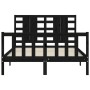Giroletto con Testiera Nero 140x190 cm in Legno Massello