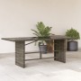 Tavolo da Giardino Piano in Vetro Grigio 190x80x75cm Polyrattan