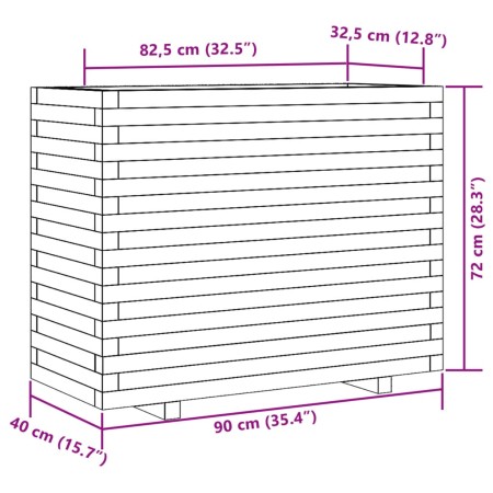 Fioriera Giardino Marrone Cera 90x40x72 cm Legno Massello Pino