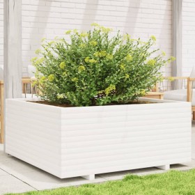 Fioriera da Giardino Bianca 110x110x49,5 cm Legno Massello Pino