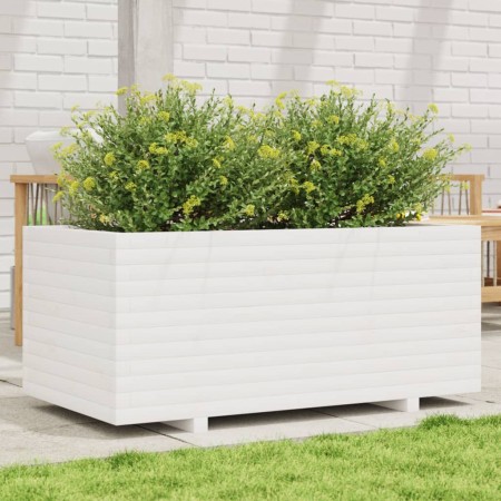 Fioriera da Giardino Bianca 110x60x49,5 cm Legno Massello Pino