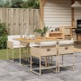 Set da Pranzo da Giardino 5 pz con Cuscini Beige in Polyrattan