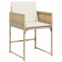 Set da Pranzo da Giardino 5 pz con Cuscini Beige in Polyrattan