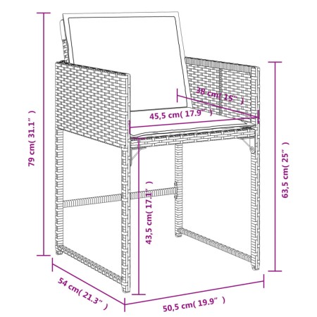 Set da Pranzo da Giardino 7 pz Nero con Cuscini in Polyrattan