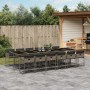 Set da Pranzo da Giardino 13pz con Cuscini Grigio in Polyrattan