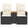 Divano Giardino Reclinabile 2Posti con Tavolino Nero Polyrattan