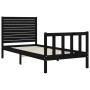 Giroletto con Testiera Nero 90x200 cm in Legno Massello