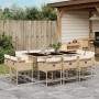 Set da Pranzo da Giardino 11 pz con Cuscini Beige in Polyrattan