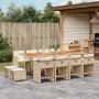 Set da Pranzo da Giardino 13 pz con Cuscini Beige in Polyrattan