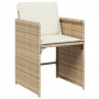 Set da Pranzo da Giardino 17 pz con Cuscini Beige in Polyrattan